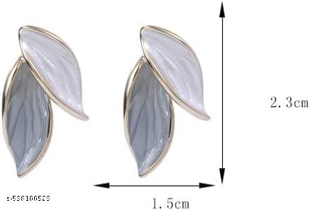 Nexzora Elegant Dual Leaf Stud Earrings High Quality – Minimalist Gold-Trimmed Design